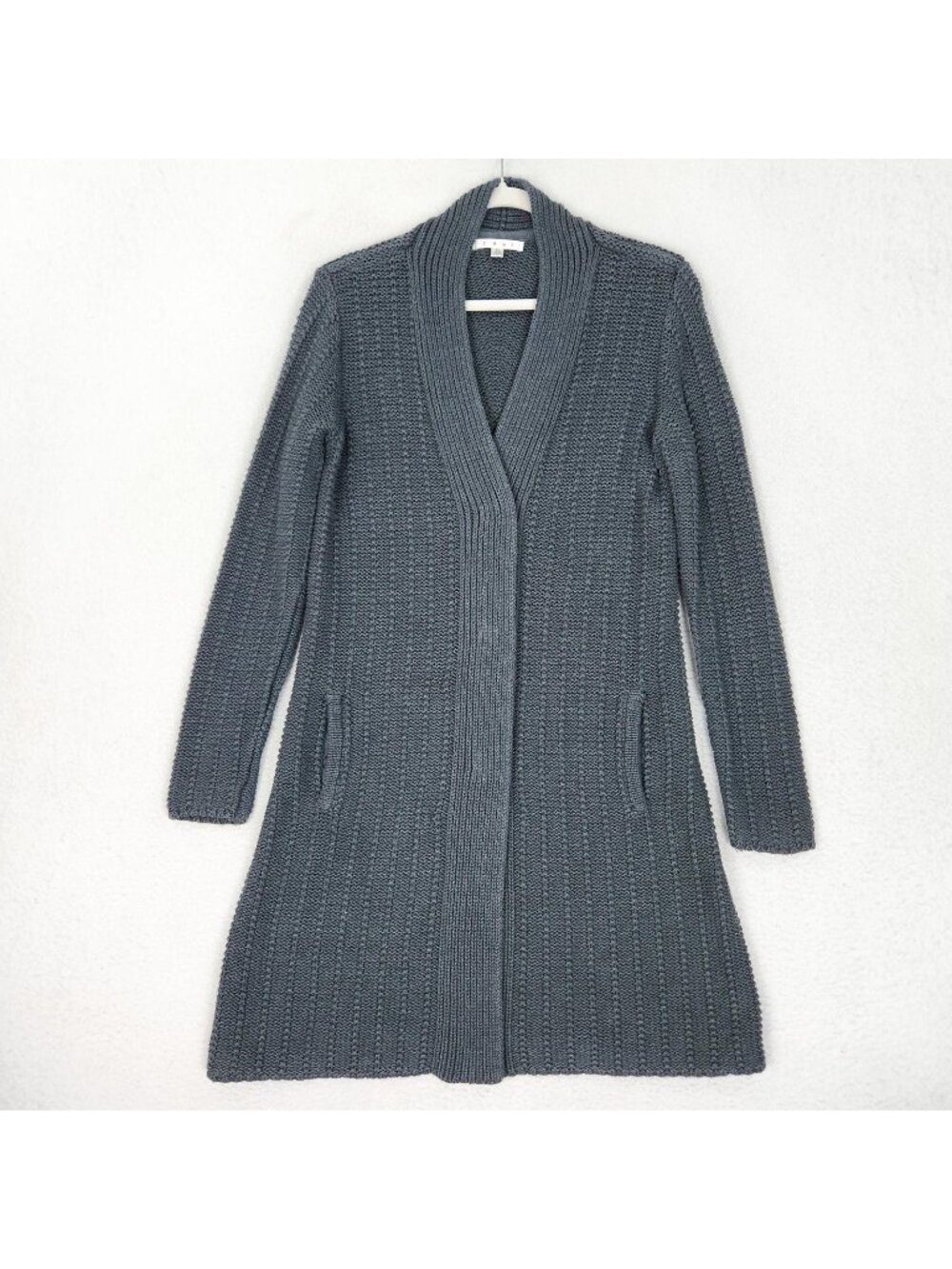 CAbi Sweater Womens Medium Gray Snap Front Longline Knit Duster Cardigan Classic